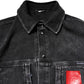 Black Logo Cotton Stretch Denim Jacket