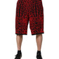 Dolce & Gabbana Red Leopard Print Viscose Bermuda Shorts