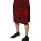 Dolce & Gabbana Red Leopard Print Viscose Bermuda Shorts