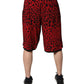 Dolce & Gabbana Red Leopard Print Viscose Bermuda Shorts