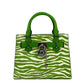 Hamilton Small Leather Zebra Print Satchel Crossbody Jungle Green
