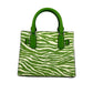 Hamilton Small Leather Zebra Print Satchel Crossbody Jungle Green