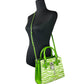 Hamilton Small Leather Zebra Print Satchel Crossbody Jungle Green
