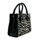 Hamilton Small Leather Zebra Print Satchel Crossbody Black/White