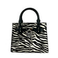 Hamilton Small Leather Zebra Print Satchel Crossbody Black/White