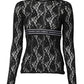 Dolce & Gabbana Black Floral Lace Long Sleeves Pullover Top
