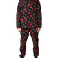 Dolce & Gabbana Black Floral Print Cotton Men Pajama Set Sleepwear