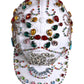 Dolce & Gabbana White Multicolor Crystal Embellish Baseball Cap