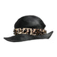 Dolce & Gabbana Black Straw Crystal Embellished Wide Brim Hat