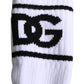 Dolce & Gabbana White Cotton DG Logo Print Open Toe Socks
