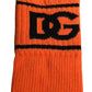 Dolce & Gabbana Orange Cotton DG Logo Print Open Toe Socks