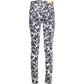 Blue Cotton Women Slim Trouser