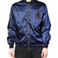 Dolce & Gabbana Blue Nylon DG Crown Full Zip Bomber Jacket