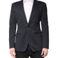 Dolce & Gabbana Dark Blue Cotton Men Jacket Coat Suit Blazer