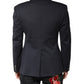 Dolce & Gabbana Dark Blue Cotton Men Jacket Coat Suit Blazer