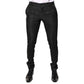 Dolce & Gabbana Black Floral Jacquard Mid Waist Dress Pants