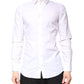 Dolce & Gabbana White Cotton GOLD Dress Formal Collared Shirt