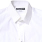 Dolce & Gabbana White Cotton GOLD Dress Formal Collared Shirt