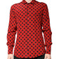 Dolce & Gabbana Red Polka Dot Silk Long Sleeve Shirt