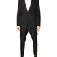 Dolce & Gabbana Black Polyester Floral Jacquard 2 Piece Suit