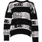 Dolce & Gabbana Black White Logo Print Wool Pullover Sweater