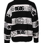 Dolce & Gabbana Black White Logo Print Wool Pullover Sweater