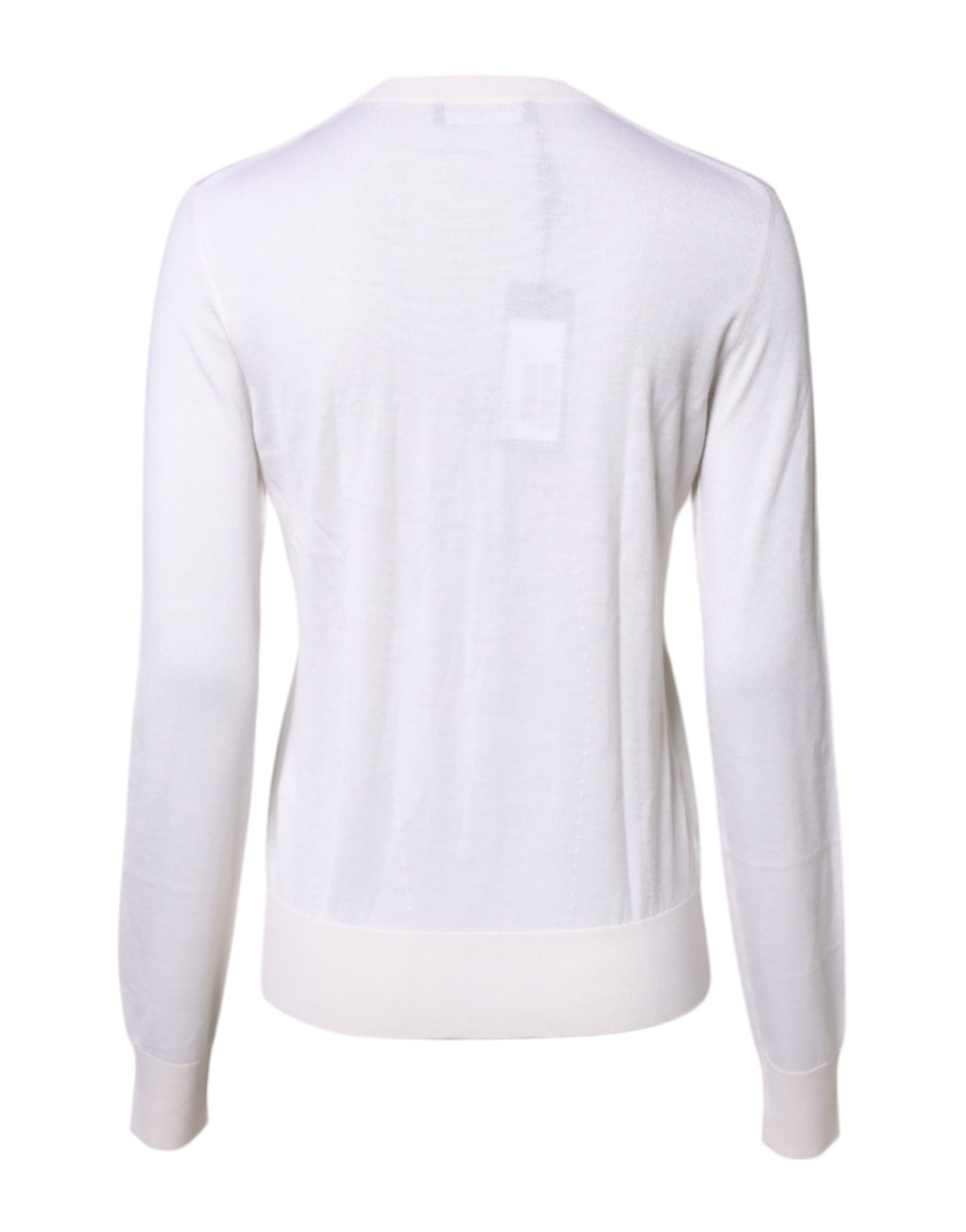 Dolce & Gabbana White Cashmere Crew Neck Top Cardigan Sweater