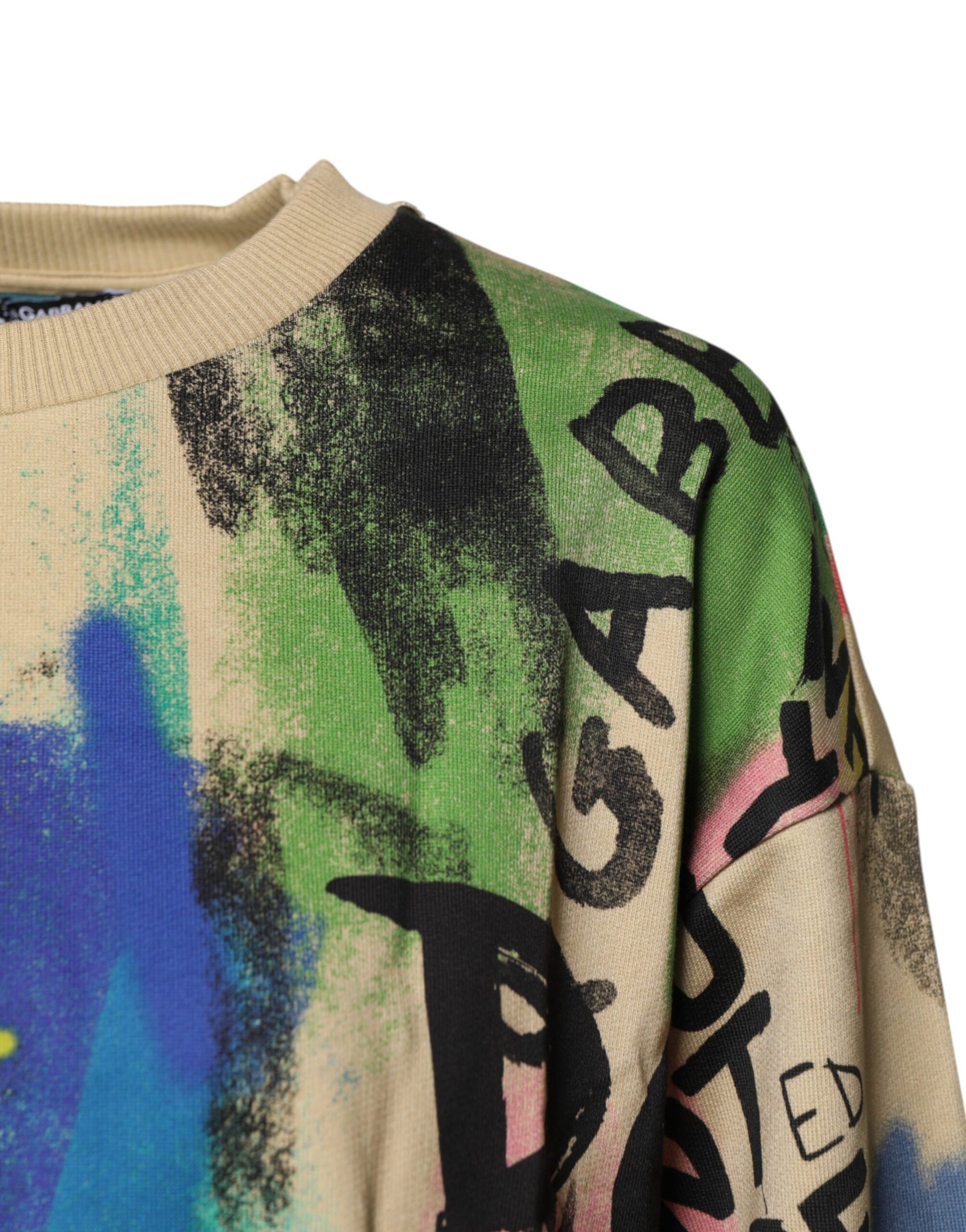 Dolce & Gabbana Multicolor Print Cotton Pullover Sweater