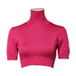 Dolce & Gabbana Pink Silk Knitted Turtleneck Cropped Top