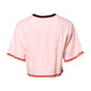 Dolce & Gabbana Pink Print Cotton Short Sleeves Cropped Top