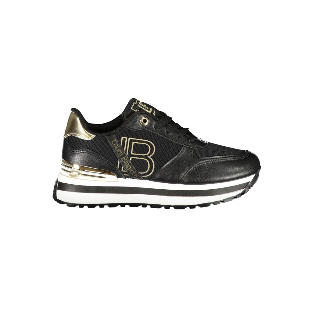 Black Polyester Women Sneaker