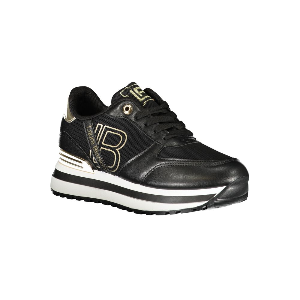 Black Polyester Women Sneaker