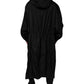 Dolce & Gabbana Black Hooded Long Men Windbreaker Jacket