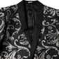 Dolce & Gabbana Black Gray MARTINI Jacquard Men 3 Piece Suit