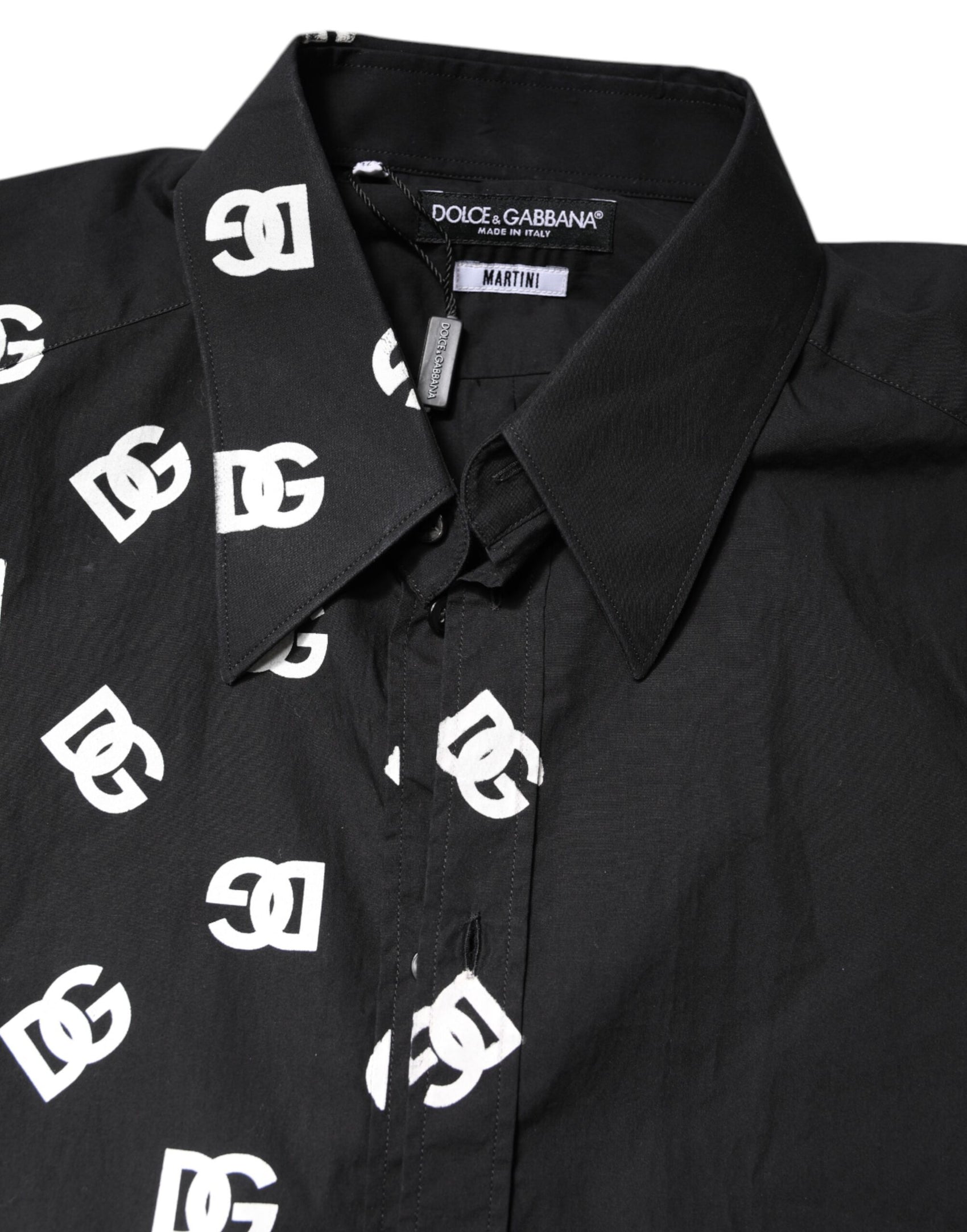 Dolce & Gabbana Black DG Logo Cotton MARTINI Dress Shirt