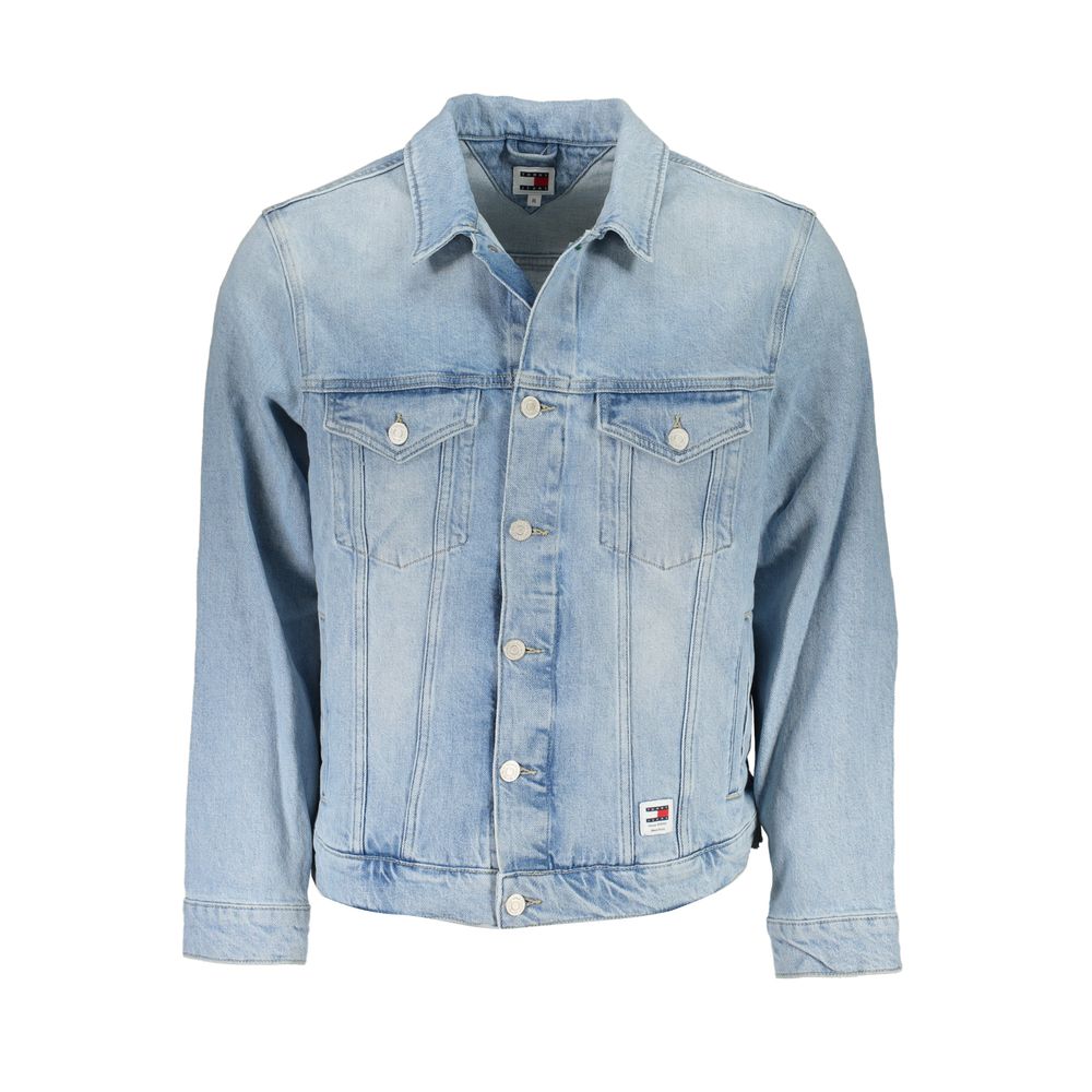 Light Blue Cotton Men Jacket