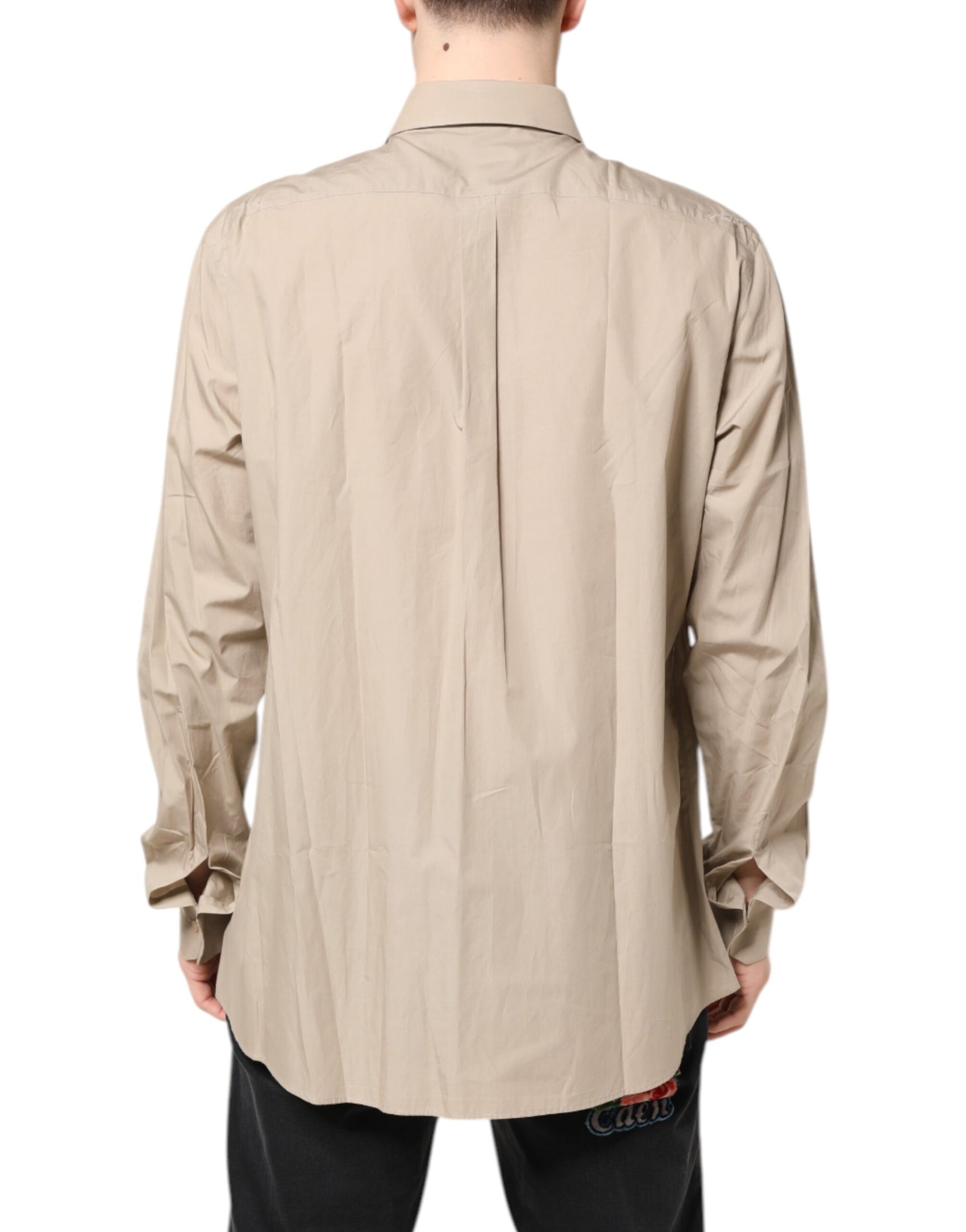 Dolce & Gabbana Beige Pin Up Print MARTINI Men Casual Shirt