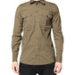 Dolce & Gabbana Brown Cotton Stretch Casual Long Sleeves Shirt