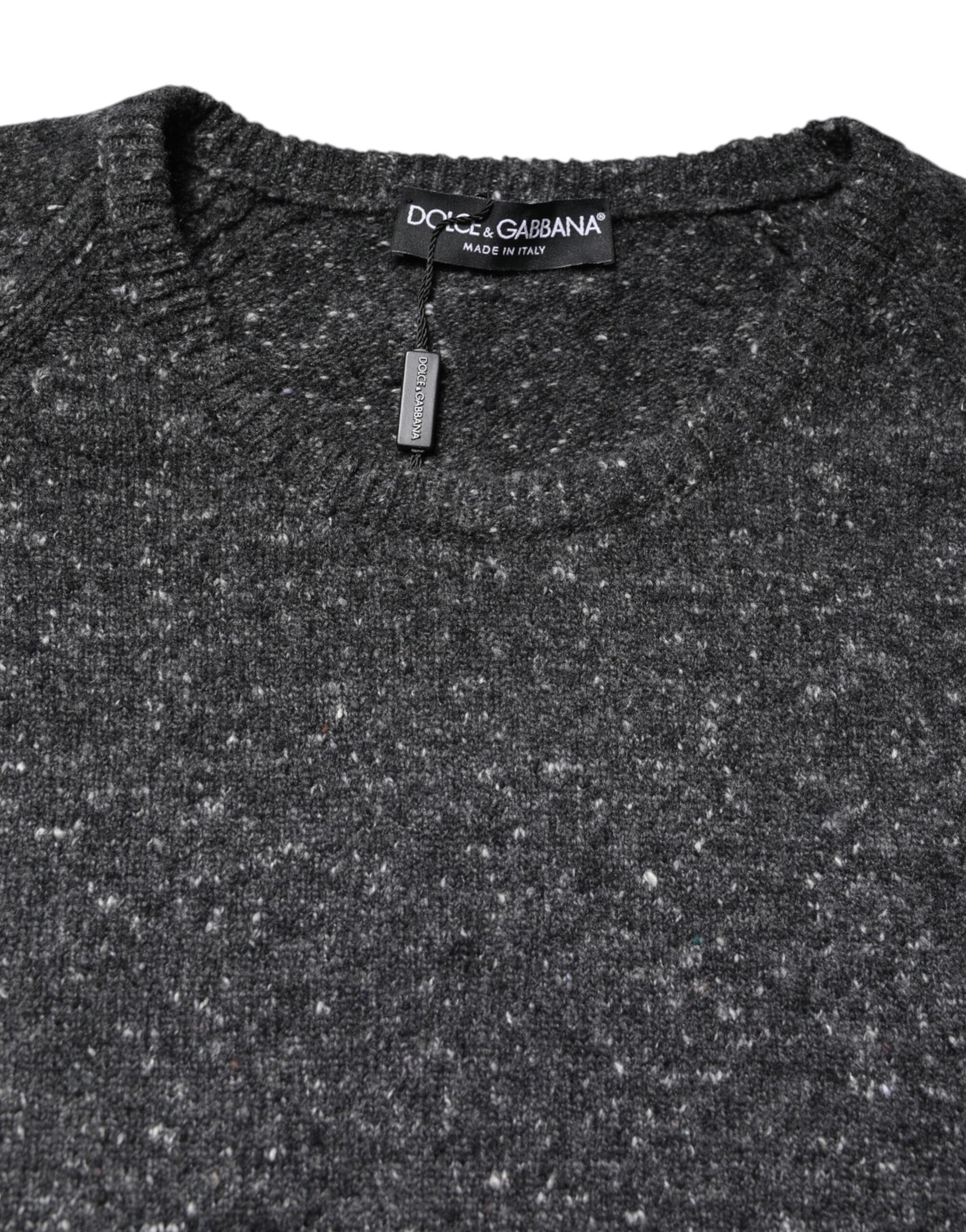 Dolce & Gabbana Gray Wool Knitted Round Neck Pullover Sweater