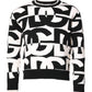 Dolce & Gabbana Black White Knit Logo Print Pullover Sweater