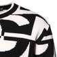 Dolce & Gabbana Black White Knit Logo Print Pullover Sweater