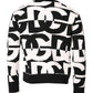 Dolce & Gabbana Black White Knit Logo Print Pullover Sweater