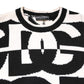 Dolce & Gabbana Black White Knit Logo Print Pullover Sweater