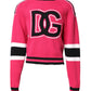 Dolce & Gabbana Pink Cotton Logo Print Knit Pullover Sweater