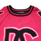 Dolce & Gabbana Pink Cotton Logo Print Knit Pullover Sweater