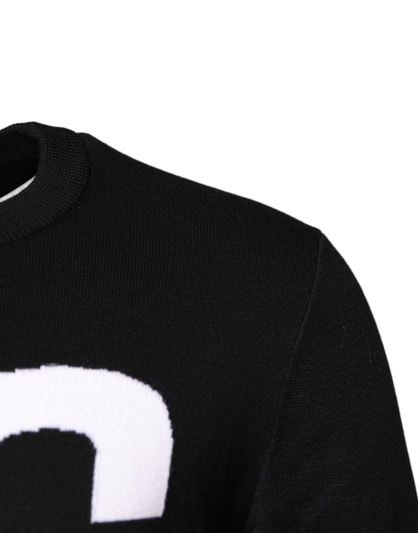 Dolce & Gabbana Black White Knit Logo Print Pullover Sweater