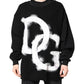 Dolce & Gabbana Black Cotton Logo Print Men Pullover Sweater