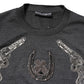 Dolce & Gabbana Gray Embroidery Knit Men Pullover Sweater