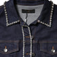 Dolce & Gabbana Blue Denim Cotton Crystal Embellished Jacket