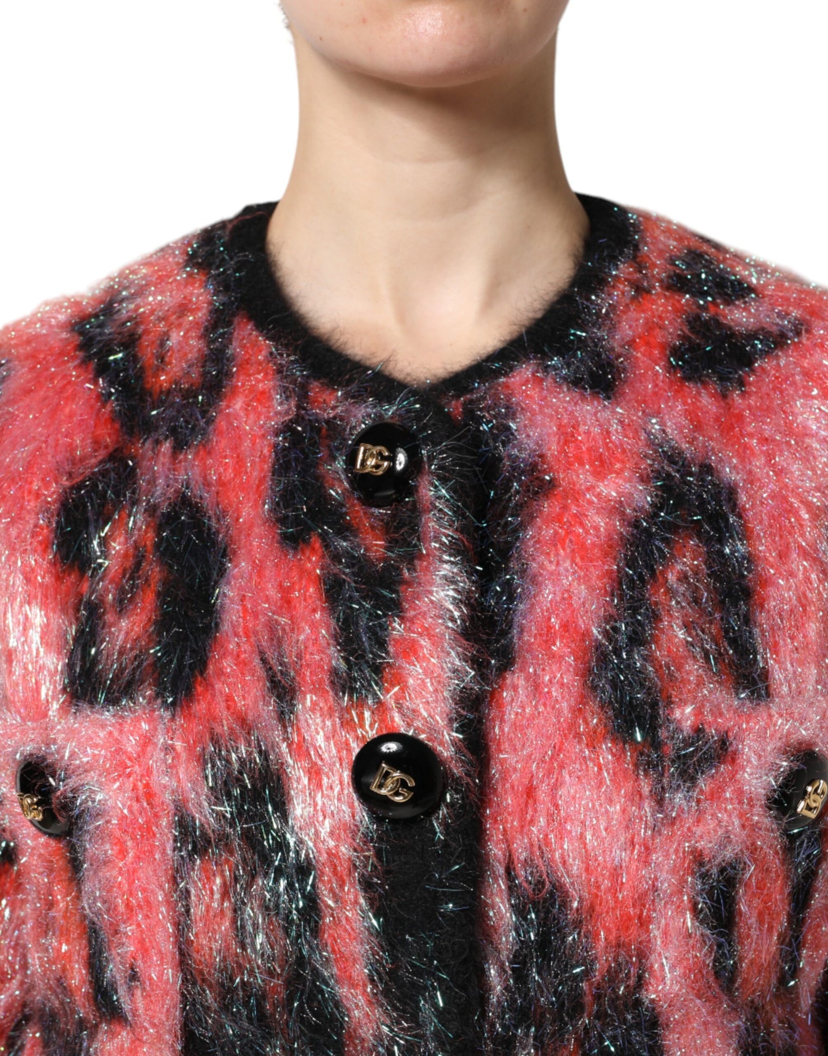 Dolce & Gabbana Red Mohair Wool Button Down Cardigan Sweater